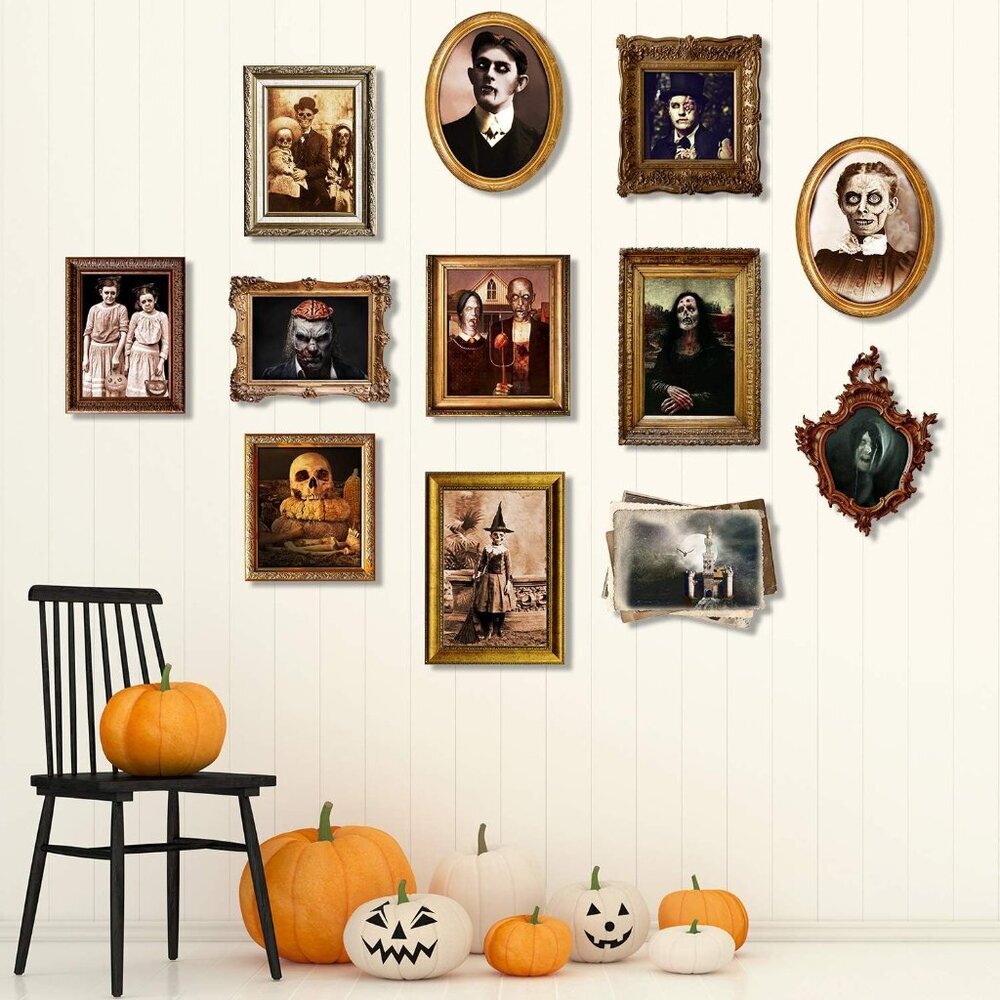 12 Pieces Haunted Mansion Decor Halloween Haunted Pictures Decoration Gothic Man - Picture 6 of 7